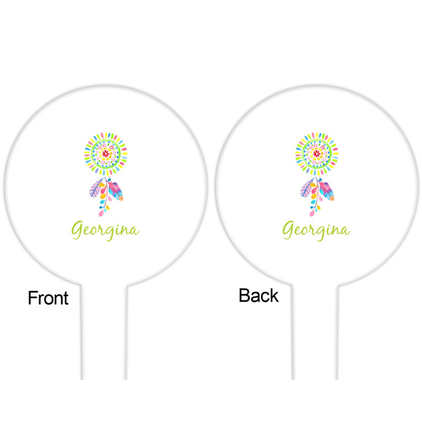 Dreamcatcher White Plastic 6" Food Pick - Round - Double Sided - Front & Back