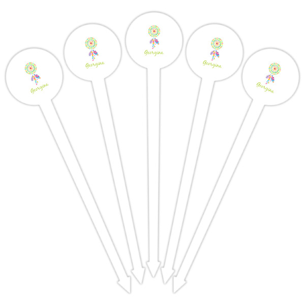 Dreamcatcher White Plastic 6" Food Pick - Round - Fan View