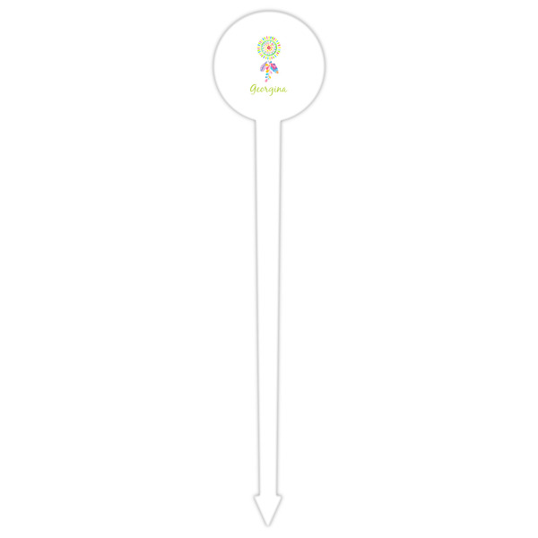 Dreamcatcher White Plastic 6" Food Pick - Round - Single Pick