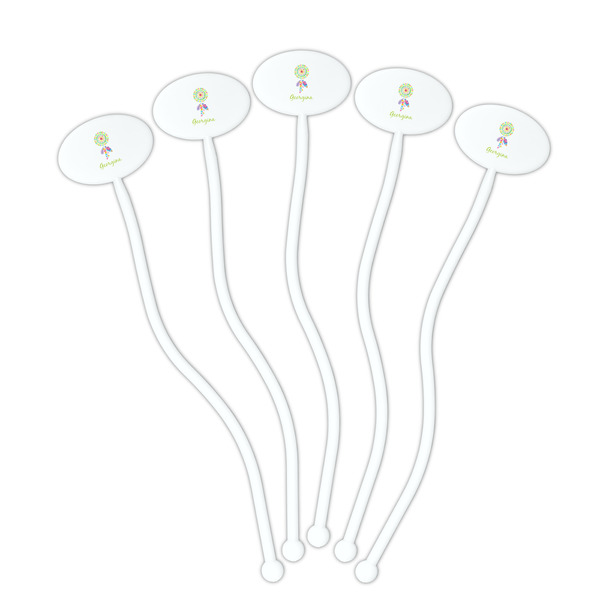 Dreamcatcher White Plastic 7" Stir Stick - Oval - Fan