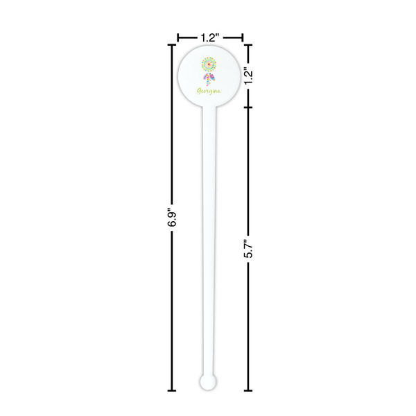 Dreamcatcher White Plastic 7" Stir Stick - Round - Dimensions