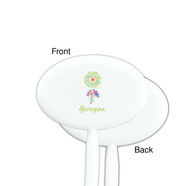Dreamcatcher White Plastic 7" Stir Stick - Single Sided - Oval - Front & Back