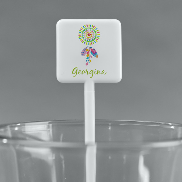 Dreamcatcher White Plastic Stir Stick - Square - Main