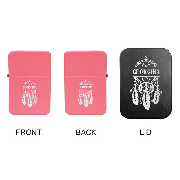 Dreamcatcher Windproof Lighters - Pink, Double Sided, w Lid - APPROVAL