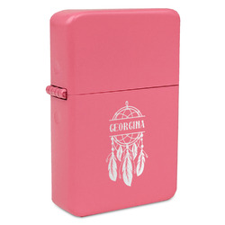 Dreamcatcher Windproof Lighter - Pink - Single Sided & Lid Engraved (Personalized)