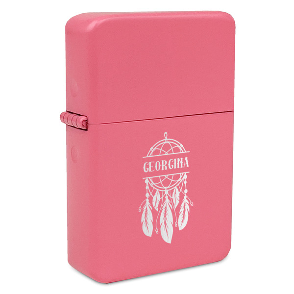 Custom Dreamcatcher Windproof Lighter - Pink - Double Sided & Lid Engraved (Personalized)