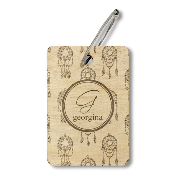 Custom Dreamcatcher Wood Luggage Tag - Rectangle (Personalized)