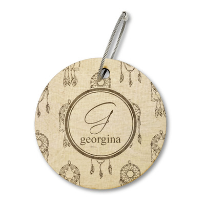 Dreamcatcher Wood Luggage Tag - Round (Personalized)