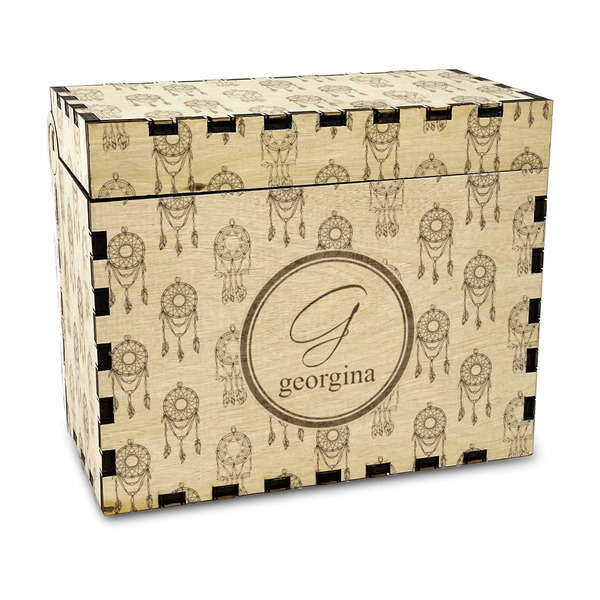 Custom Dreamcatcher Wood Recipe Box - Laser Engraved (Personalized)