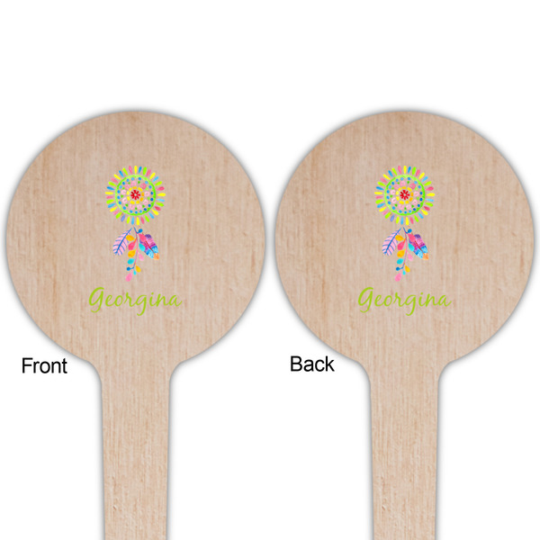Dreamcatcher Wooden 4" Food Pick - Round - Double Sided - Front & Back