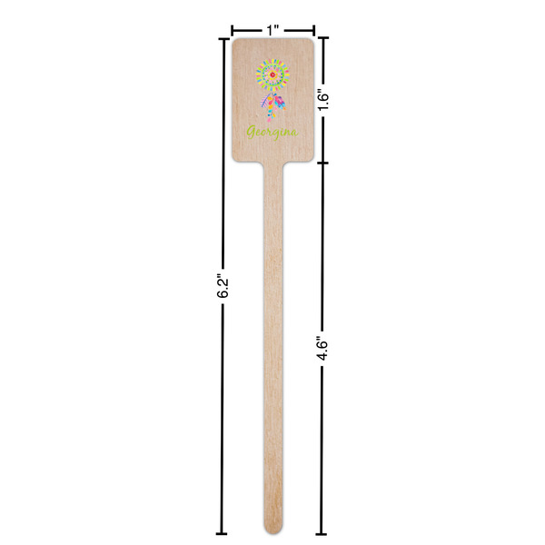 Dreamcatcher Wooden 6.25" Stir Stick - Rectangular - Dimensions