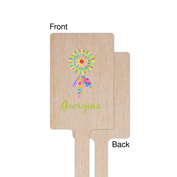Dreamcatcher Wooden 6.25" Stir Stick - Rectangular - Single - Front & Back