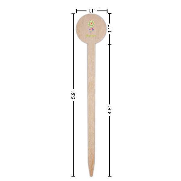 Dreamcatcher Wooden 6" Food Pick - Round - Dimensions