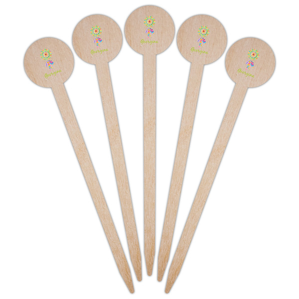 Dreamcatcher Wooden 6" Food Pick - Round - Fan View