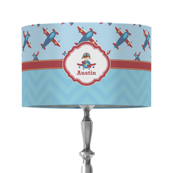 Airplane Theme 12" Drum Lampshade - ON STAND (Fabric)