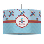 Airplane Theme 12" Drum Pendant Lamp - Fabric (Personalized)