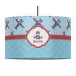 Airplane Theme 12" Drum Pendant Lamp - Fabric (Personalized)