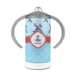 Airplane Theme 12 oz Stainless Steel Sippy Cup (Personalized)