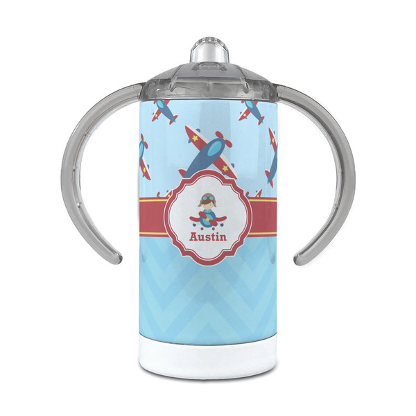 Custom Airplane Theme 12 oz Stainless Steel Sippy Cup (Personalized)