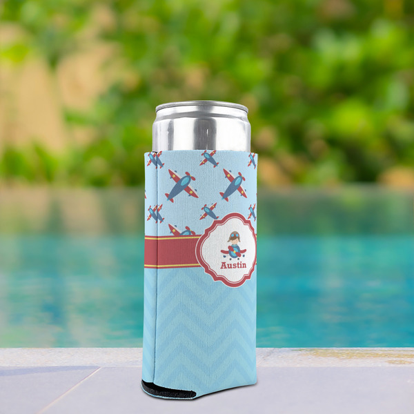 Airplane Theme Can Cooler - Tall 12oz - In Context