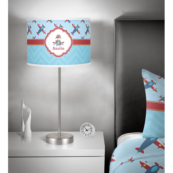Airplane Theme 13 inch drum lamp shade - in room