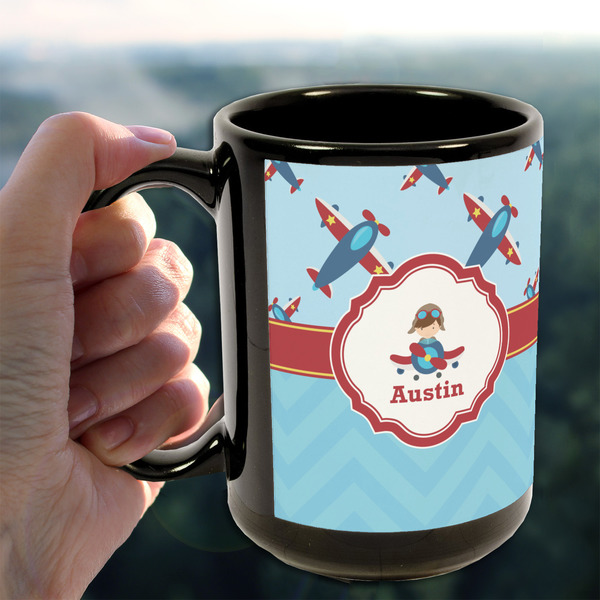 Airplane Theme 15oz. Black Mug - LIFESTYLE
