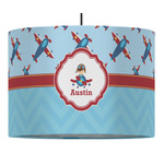 Airplane Theme 16" Drum Pendant Lamp - Fabric (Personalized)
