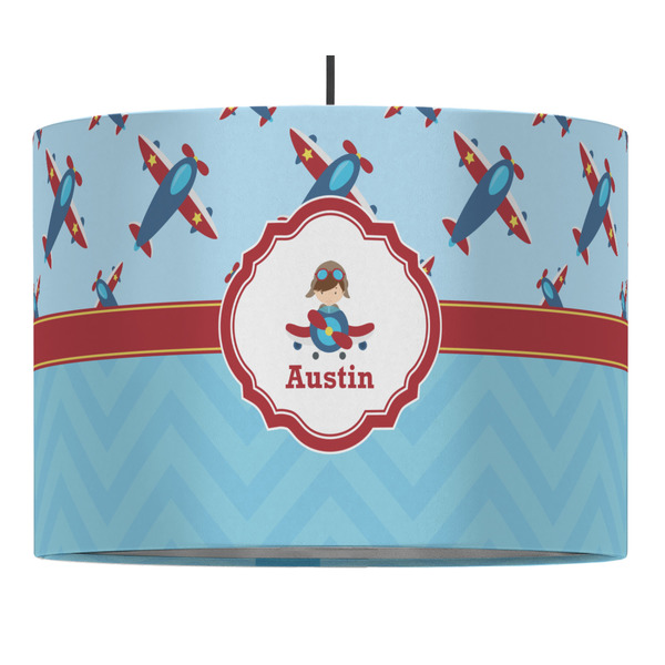 Custom Airplane Theme 16" Drum Pendant Lamp - Fabric (Personalized)