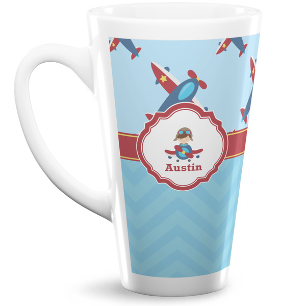 Custom Airplane Theme 16 Oz Latte Mug (Personalized)