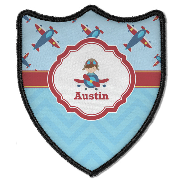 Custom Airplane Theme Iron On Shield Patch B w/ Name or Text