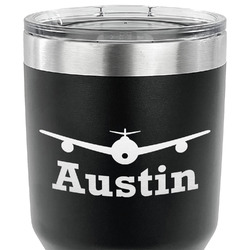 Airplane Theme 30 oz Stainless Steel Tumbler - Black - Single Sided (Personalized)