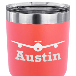 Airplane Theme 30 oz Stainless Steel Tumbler - Coral - Double Sided (Personalized)