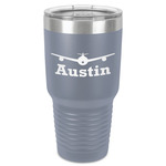Airplane Theme 30 oz Stainless Steel Tumbler - Grey - Single-Sided (Personalized)