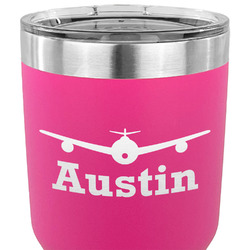 Airplane Theme 30 oz Stainless Steel Tumbler - Pink - Double Sided (Personalized)