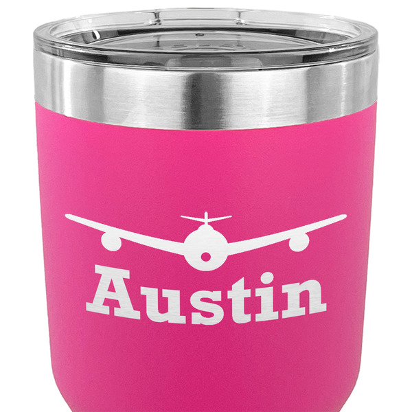 Airplane Theme 30 oz Stainless Steel Ringneck Tumbler - Pink - CLOSE UP