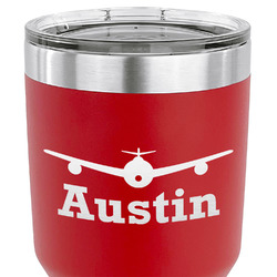 Airplane Theme 30 oz Stainless Steel Tumbler - Red - Single Sided (Personalized)