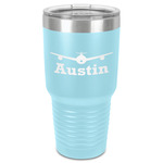 Airplane Theme 30 oz Stainless Steel Tumbler - Teal - Single-Sided (Personalized)