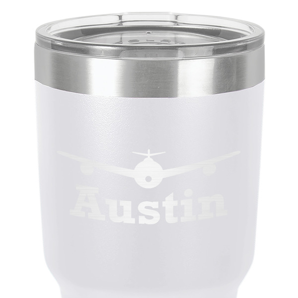 Airplane Theme 30 oz Stainless Steel Ringneck Tumbler - White - Close Up