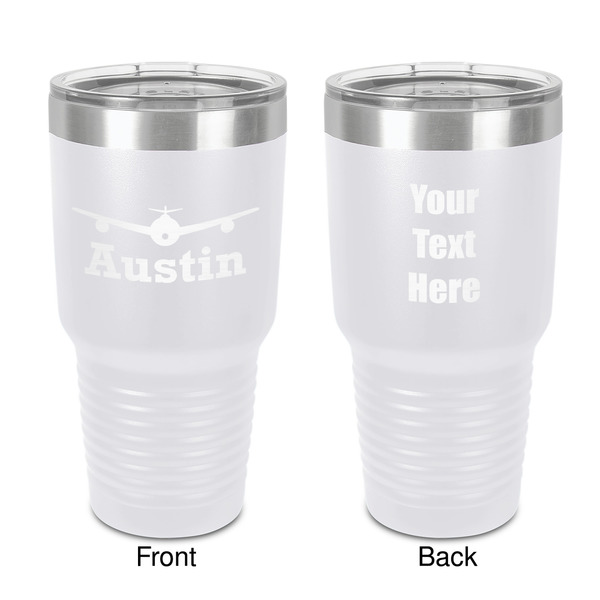Custom Airplane Theme 30 oz Stainless Steel Tumbler - White - Double-Sided (Personalized)