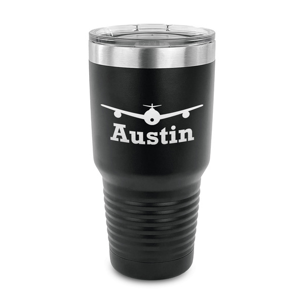Custom Airplane Theme 30 oz Stainless Steel Tumbler - Black - Single Sided (Personalized)
