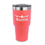 Airplane Theme 30 oz Stainless Steel Tumbler - Coral - Single Sided (Personalized)