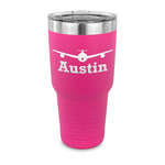 Airplane Theme 30 oz Stainless Steel Tumbler - Pink - Single Sided (Personalized)