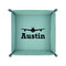 Airplane Theme 6" x 6" Teal Leatherette Snap Up Tray - FOLDED UP