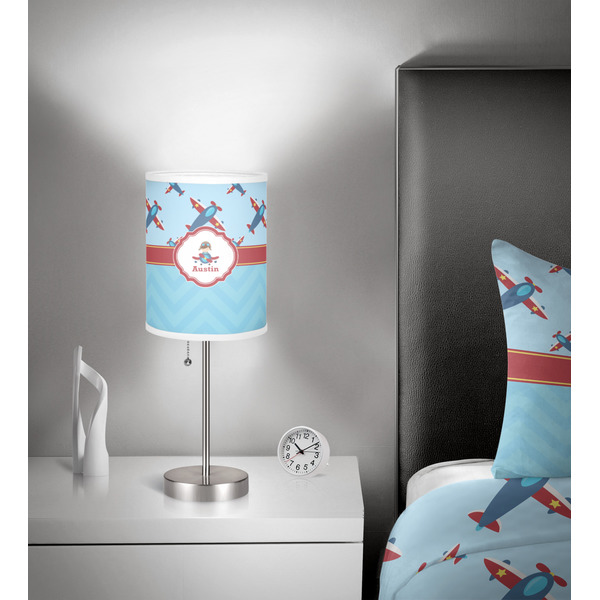 Airplane Theme 7 inch drum lamp shade - in room