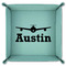 Airplane Theme 9" x 9" Teal Leatherette Snap Up Tray - FOLDED
