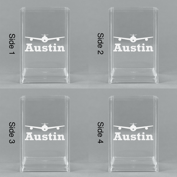 Airplane Theme Acrylic Pen Holder - All Sides