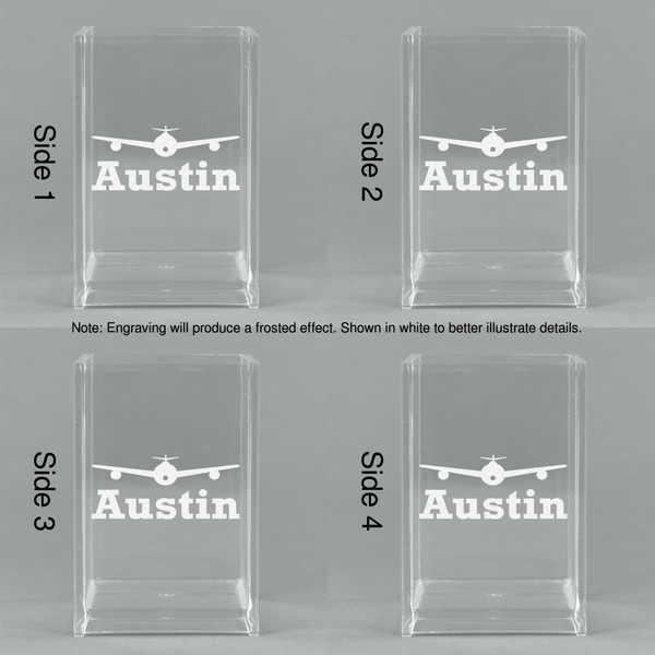 Airplane Theme Acrylic Pen Holder - All Sides
