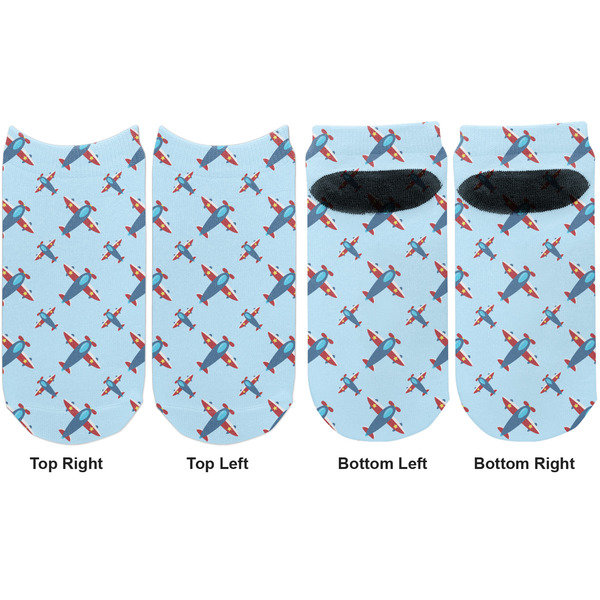 Airplane Theme Adult Ankle Socks - Double Pair - Front and Back - Apvl