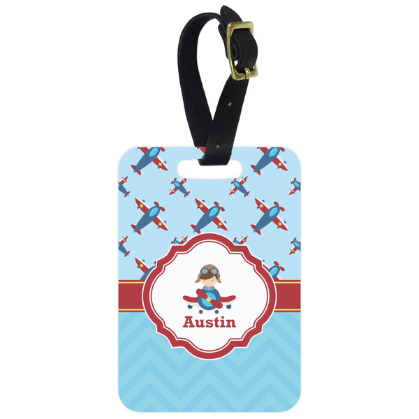 Custom Airplane Theme Metal Luggage Tag w/ Name or Text