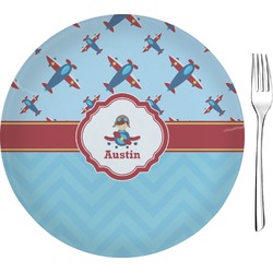 Airplane Theme 8" Glass Appetizer / Dessert Plates - Single or Set (Personalized)